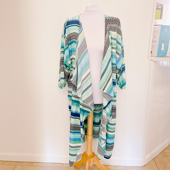 LuLaRoe Shirley - Womens Kimono in Blues & Green